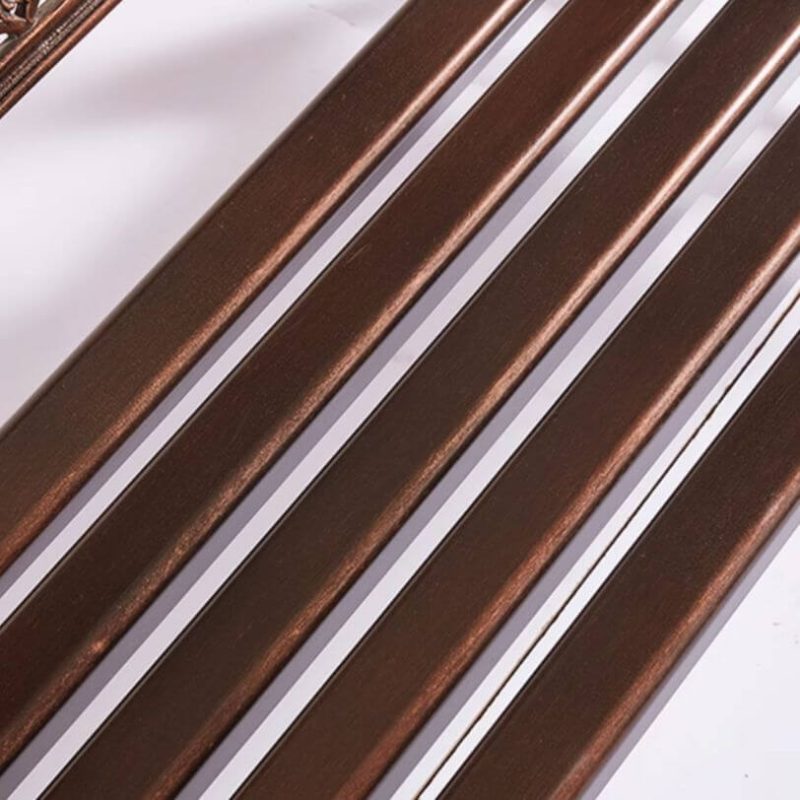 Antiker metallischer hydrophober Parkbank in Braun mit gebogenem Arm und Rücken, 61"L x 24"B x 34"H, Bronze