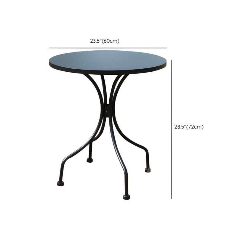 Dimension of Moderner geometrischer wasserdichter Hof Tisch Metallbasis Outdoor Tisch - Nur Tisch Rund Schwarz 60 x 60 x 72 cm