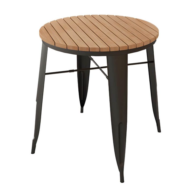 Moderner wasserdichter Holz-Courtyard-Tisch Geometrischer Außentisch - Nur Tisch 23.6"L x 23.6"B x 29.5"H