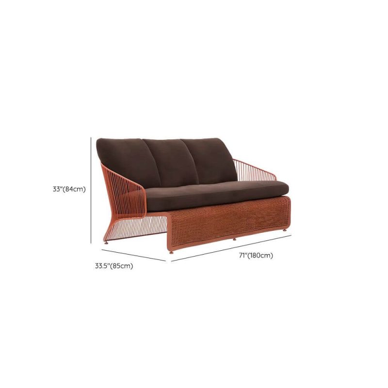 Dimension of Ruby Contemporary Sofa, UV Resistant for 3 People with Pillow, Alloy Frame and Cushion, 3-Seater Sofa