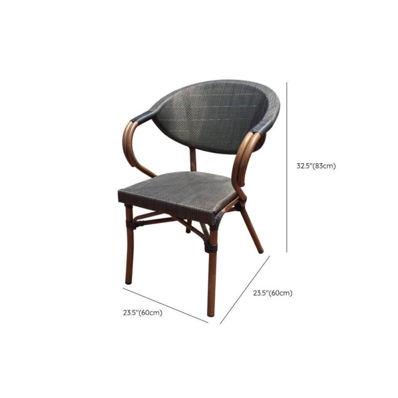 Dimension of Art Deco Stackable Aluminium Outdoor Arm Chair in Sand - 1 Chair, Black, 24"L x 24"W x 33"H, Armchair