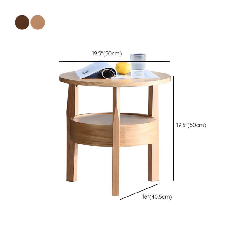 Dimension of Solid Wood Side Table Modern Style Round Storage Patio Table - Table Only 19.7"L x 19.7"W x 19.7"H Natural