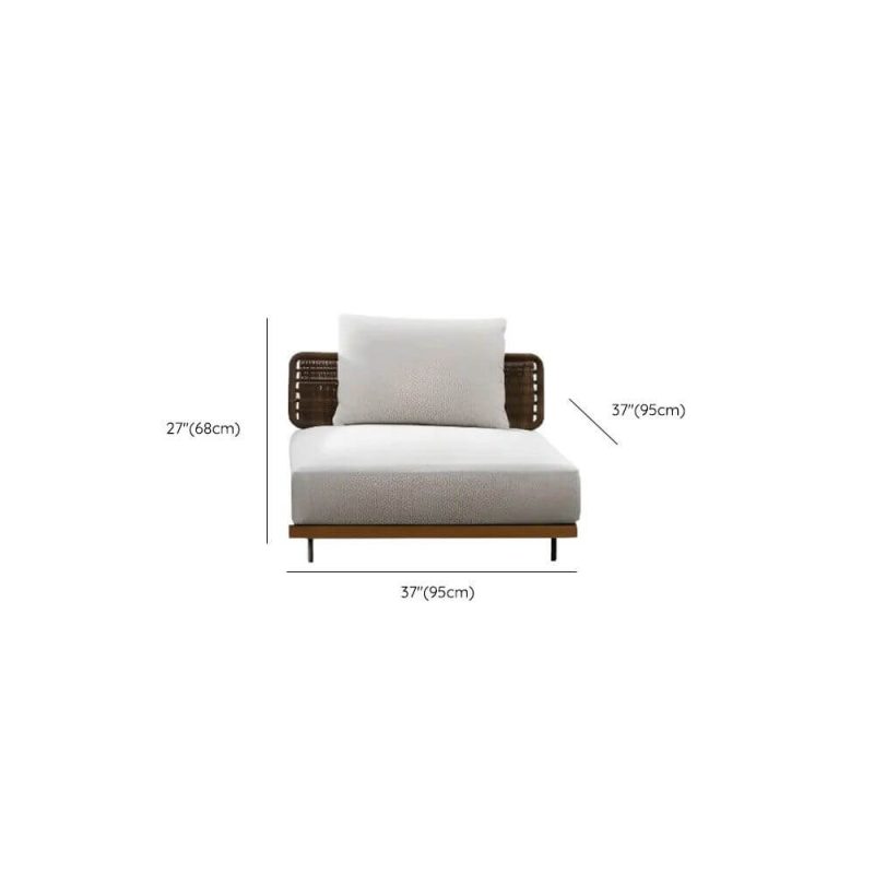 Dimension of Contemporary Ash Wood Sofa for 1 with UV Resistant Brown Frame, Pillow, and Cushion, Median Sofa