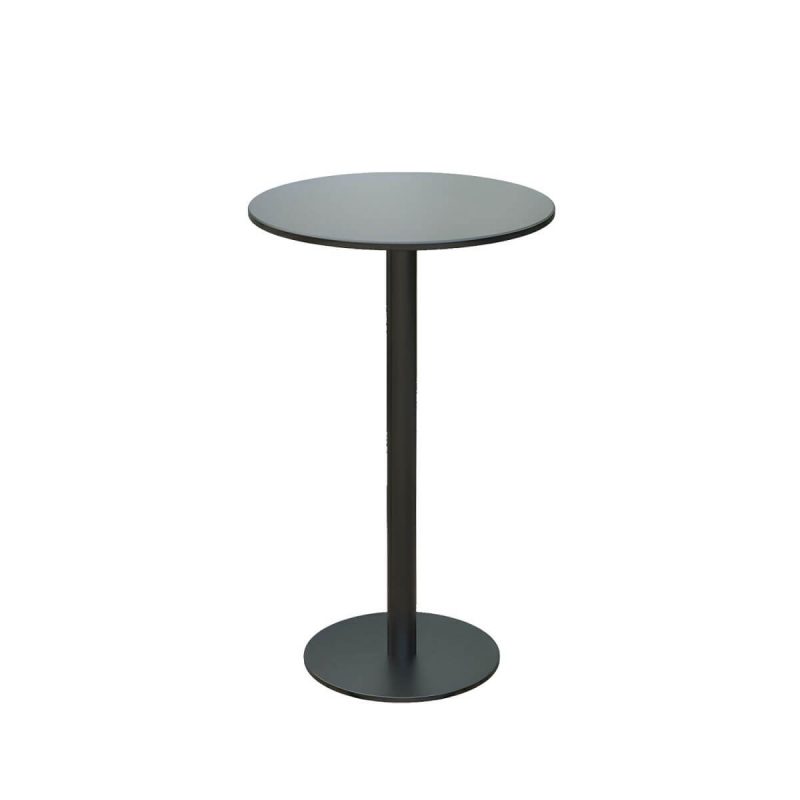 Runder moderner Metall-Bartisch ohne Sonnenschirmloch - wasserdicht und langlebig - Nur Tisch 23,6"L x 23,6"B x 41,3"H Schwarz