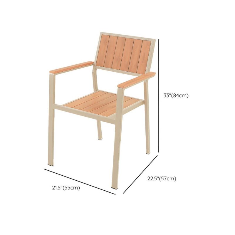 Dimension of Metal Outdoors Dining Chairs Modern Stacking Patio Dining Chair Water Repellent - Brown 1 Piece
