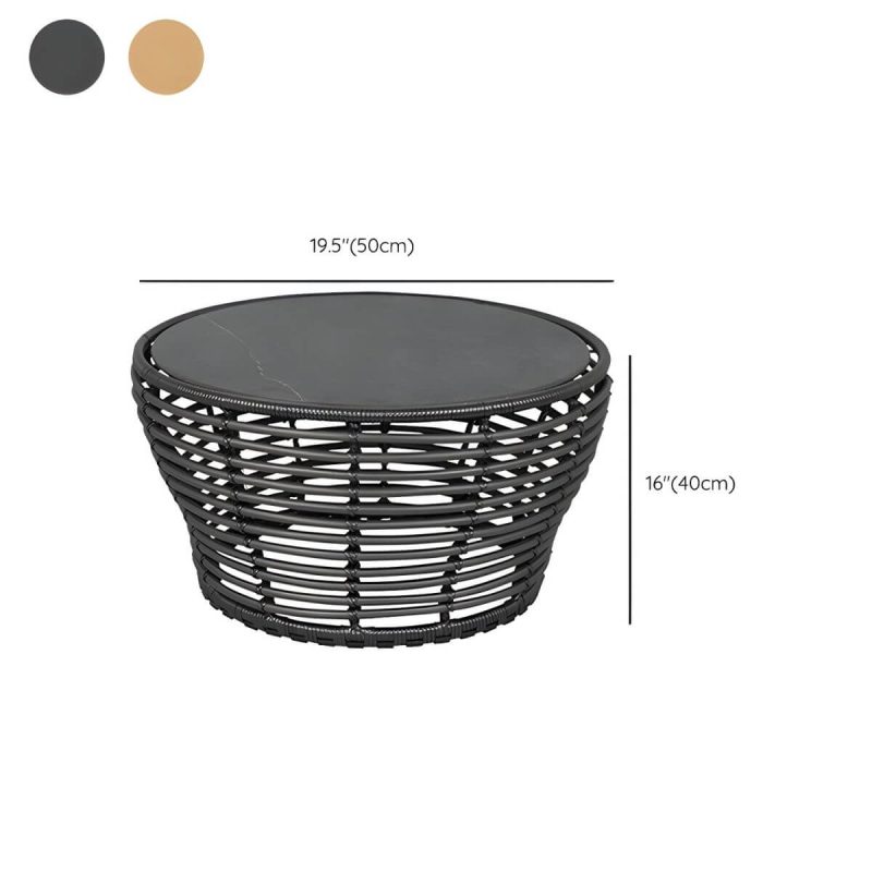 Dimension of Contemporary Style Glass Chat Table Round Shape in Black/Brown - Table Only 20"L x 20"W x 16"H Black