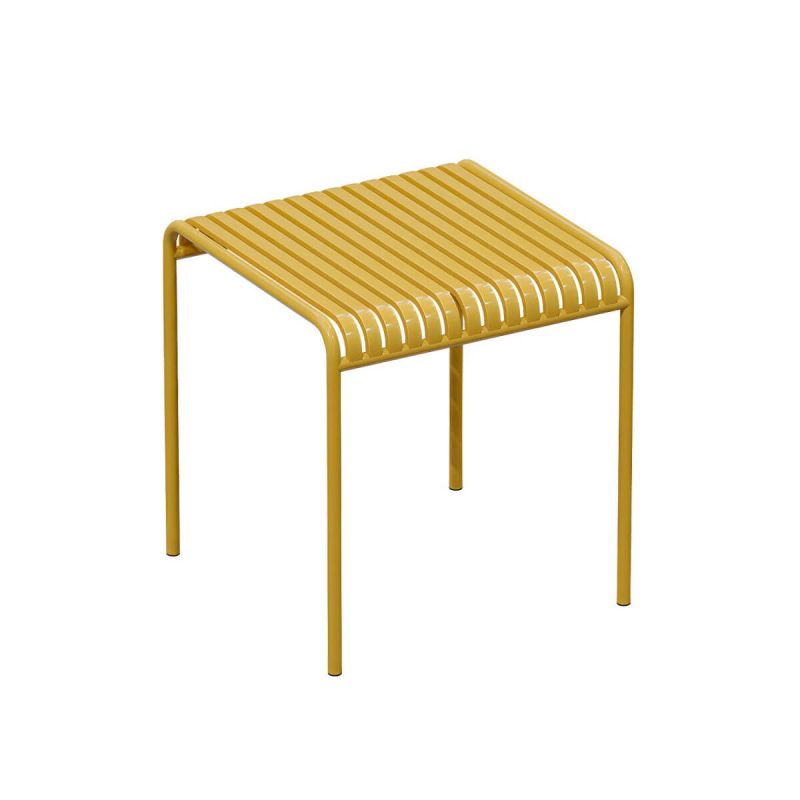 Gelber Metall-Patio-Tisch Zeitgenössischer Stil Wasserbeständig in Rechteckiger/Quadratischer Form - Nur Tisch 27,6"L x 27,6"B x 29,5"H