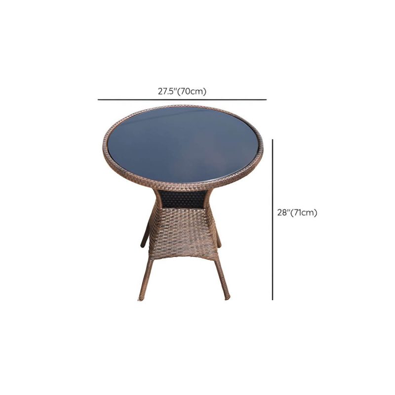 Dimension of Rattan Dining Table Contemporary Outdoor Table with Metal Base - 27.6"L x 27.6"W x 28"H Table Only