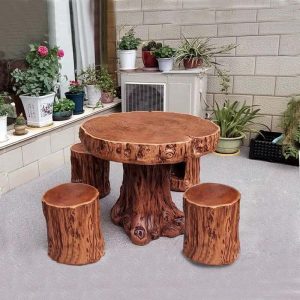 Runder Kakaofarbener Outdoor-Esstisch im Casual-Stil, 29.1"L x 29.1"B x 28.7"H, nur Tisch