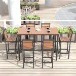 Metall- und Holz-Patio-Tisch Rechteckig Industrial No Distressing Bar Tisch - 180 x 60 x 105 cm Schwarzer Tisch Nur