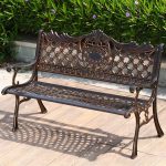 Bohemian Metall Parkbank mit wasserdichtem Design und geschwungenen Armlehnen - Weiß 39"L x 24"B x 34"H