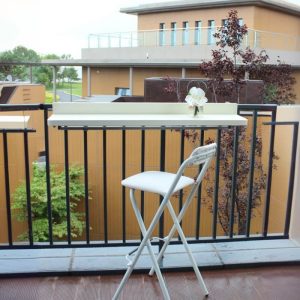 Einfacher rechteckiger Pop-Up-Edelstahl-Mitternachtsschwarz regenfester Balkontisch - Nur Tisch 47"L x 15"B x 17"H Schwarz