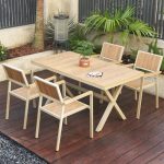 Holzmaserung Outdoor-Esstischgarnitur mit Legierungsrahmen, 7-teiliges Set wetterfestes modernes Design mit Stühlen und Tisch, 70,9"L x 35,5"B x 29,1"H, Tisch & 6 Stühle