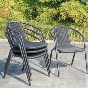 Outdoor-Esstischset mit Polymer-Verbundstoff Sitzfläche, quadratische Tischplatte, 3-teilig wetterfestes Midnight Black mit Stuhl, einfacher Stil, 31,5"L x 31,5"B x 28"H, Schreibtisch mit 2 Stühlen
