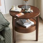 Massivholz-Beistelltisch im modernen Stil Runder Aufbewahrungstisch für die Terrasse - Nur Tisch 50 cm L x 50 cm B x 50 cm H Natur