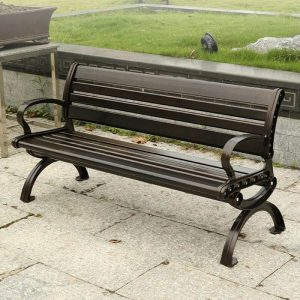 Traditionelle bronzefarbene Metall-Parkbank für alle Jahreszeiten, wetterfest - 47"L x 17"B x 16"H
