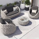 Creme Sofa, wasserabweisend mit Kissen, Metallgestell für 1 Person, trendiger Stil und inklusive Kissen, 1-Sitzer Sofa