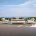 Weiße Sofa, wasserdicht für 3 Personen mit Legierungsrahmen, trendiger Stil, Kissen inklusive, 1 Stück, 3-Sitzer Sofa