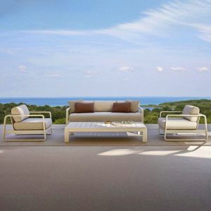Weiße Sofa, wasserdicht für 3 Personen mit Legierungsrahmen, trendiger Stil, Kissen inklusive, 1 Stück, 3-Sitzer Sofa