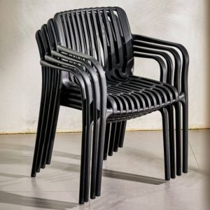 9-teiliges Outdoor-Esstischset mit Polymer-Sitzflächen, wetterfestes Midnight Black mit Stuhl, einfacher Stil und Tisch, 79"L x 39"B x 28"H, Tisch & 8 Stühle