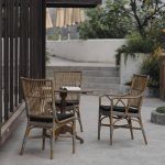 Moderner Outdoor-Seitenstuhl mit Naturfinish Holzrahmen, Einzelstuhl, Grau, Standard, 19"L x 24"B x 37"H
