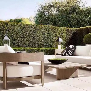 Helles Holz Naturholz Sofa mit Kissen, UV-beständig für 1, trendiges Kissen, 1-Sitzer Sofa
