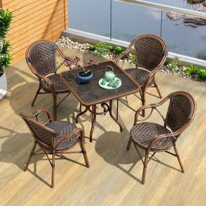 Tropical Sepia Aluminium Metal Patio Armlehnenstühle, 2 Stühle, 2-teiliges Set, 24"L x 21"B x 35"H