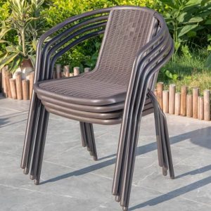 Klares Outdoor-Esstisch-Set mit Polymer-Verbundstoff-Stuhl, 7-teiliges Set, wetterfest, einfacher Stil mit Tisch, 47"L x 31"B x 29"H, Tisch & 6 Stühle
