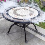 5-teiliges Keramik-Tischplatte Patio Mehrere Stühle Sitzgruppe mit taubengrauer Tischfarbe, 41"L x 41"B x 29"H, 5-teiliges Set (Tisch & 4 Stühle)