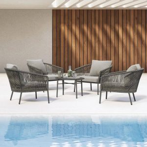 Sofa mit Schaumstoffpolsterung, schwarzem Rahmen, UV-beständig für 1, trendiger Stil, Kissen, 1 Stück, 1-Sitzer Sofa