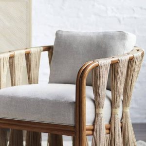 Zeitgenössisches Sofa für 1 Person mit Holzfarbe Rahmen, abnehmbarem Kissenbezug, Schaumstofffüllung, Kissen, UV-beständig, Holz