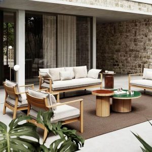 Holzfarbe Sofa mit Naturholz, wasserabweisend, inklusive Kissen, Sitzplatz für 1, trendiger Stil, Kissen inbegriffen, 1-Sitzer Sofa