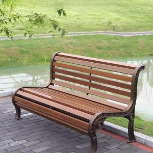 Patio Bank im Art-Deco-Stil mit gebogener Sitzfläche, Legierung, Rücken, Sepiafarbe, feuchtigkeitsbeständig, 59"L x 25,5"B x 31,5"H