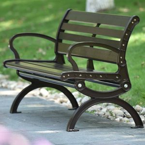 Antike Messing Aluminium Parkbank im modischen Stil, Bronze, 59"L x 22"B x 29"H