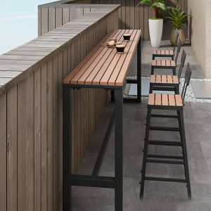 Braune Holzplatte Hof-Bartisch im Industrie-Stil für draußen - Nur Tisch 78,7"L x 15,7"B x 41,3"H