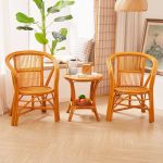 Art Deco Rattan Outdoor Arm Chair mit natürlicher Oberfläche - 1 Stuhl, 23"L x 23"B x 31"H