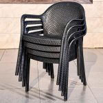 9-teiliges Set Outdoor-Esstischgarnitur mit Polymer-Verbundsitzen, flammhemmend, Mitternachtsschwarzer Tisch & Stuhl, einfacher Stil, 79"L x 39"B x 29"H, Tisch & 8 Stühle