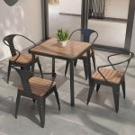 Moderner wasserdichter Holz-Courtyard-Tisch Geometrischer Außentisch - Nur Tisch 29.5"L x 29.5"B x 29.5"H