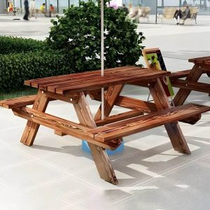 Farmhouse-Stil Patio Tisch Outdoor Rechteckiger Holztisch Campingtisch - Tisch mit Sonnenschirm 79"L x 22"B x 28"H Nur Tisch