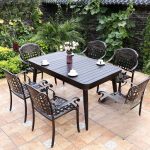 Einfacher Outdoor-Esstisch mit wetterfester taupefarbener Tafel und Legierungsstühlen, 5-teilig, 59"L x 35"B x 28"H, Tisch & 4 Stühle