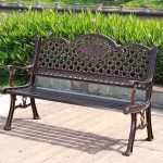 Vintage metallische wasserfeste Gartenbank in Weiß mit gebogenem Arm und Rücken, Weiß, 61"L x 24"B x 34"H