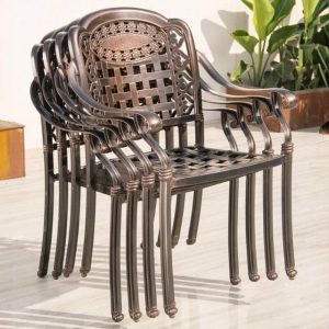 9-teiliges Set Alloy Outdoor Dining Set, Flammhemmend, Tischplatte in Taupe, Stuhl, Einfacher Stil mit Tisch, Tisch & 8 Stühle, 85"L x 45"B x 29"H