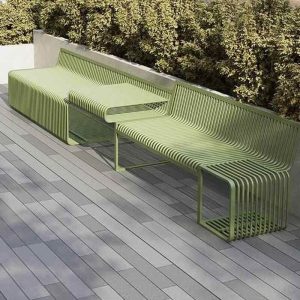 Stahl Parkbank im modischen Stil mit hellgrünem Rücken und feuchtigkeitsbeständig, 157"L x 20"B x 29"H