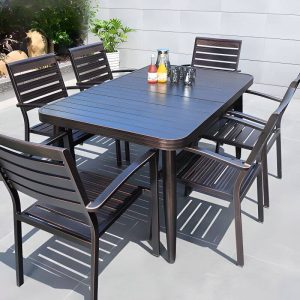 Flammhemmendes Metall-Gartenesszimmer mit Mitternachtsschwarzem Tisch und Stühlen, 5-teilig, Einfacher Stil, 35,4"L x 35,4"B x 29,5"H, Tisch & 4 Stühle
