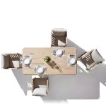 Teakfarbenes Holzsofa, wasserdicht für 1 Person mit Kissen, trendiger Stil und Polster, 24"L x 24"B x 26"H