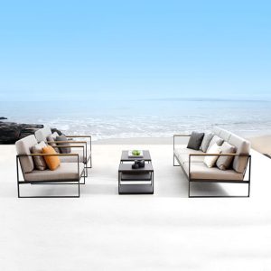 Sofa mit abnehmbarem Kissen, hellgrauem Rahmen, Schaumstoffpolsterung, Kissen, UV-beständig für 1, trendiger Stil, 1-Sitzer Sofa