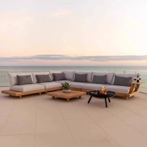 Teak Einzelsitz-Sofa für 1, Liegekomponente inbegriffen, Daybed