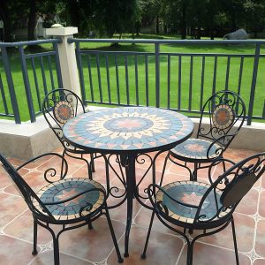 Französischer Landhausstil Metall-Esstisch Rund Rostbeständiger Esstisch - 25.6"L x 25.6"B x 29.5"H Nur Tisch