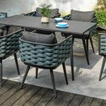Einfache Aluminium Gartenarmlehnenstuhl mit Tinte Polsterung, inklusive Kissen, 1 Stuhl, Grau