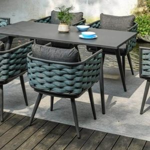 Einfache Aluminium Gartenarmlehnenstuhl mit Tinte Polsterung, inklusive Kissen, 1 Stuhl, Grau